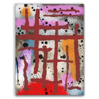 Broken Beat 09 abstract wall art print with layered colour, fragmented forms and gestural marks
