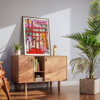 Broken Beat 09 abstract wall art print styled in a modern interior