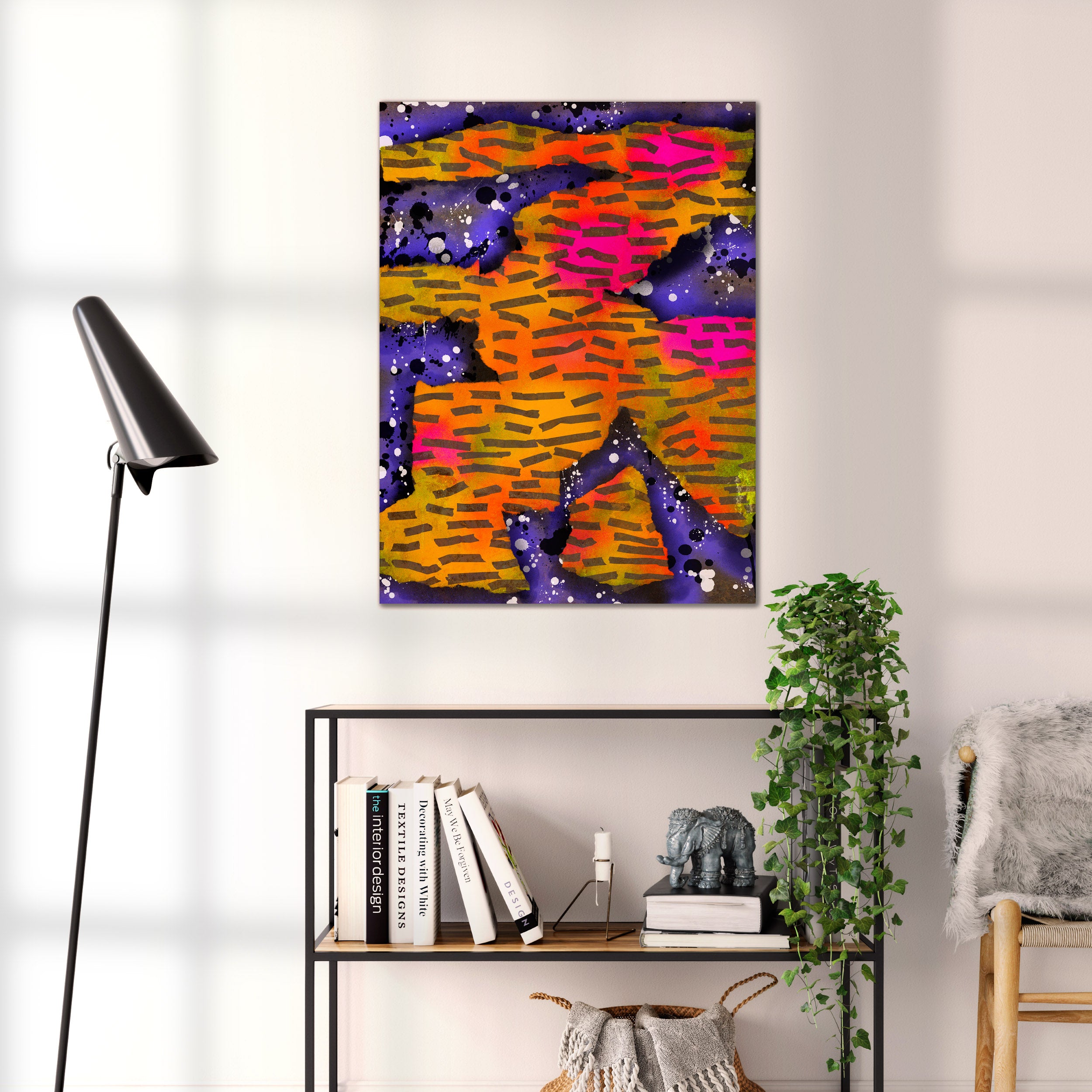 Broken Beat 10 abstract wall art print shown to scale at 60 x 80 cm