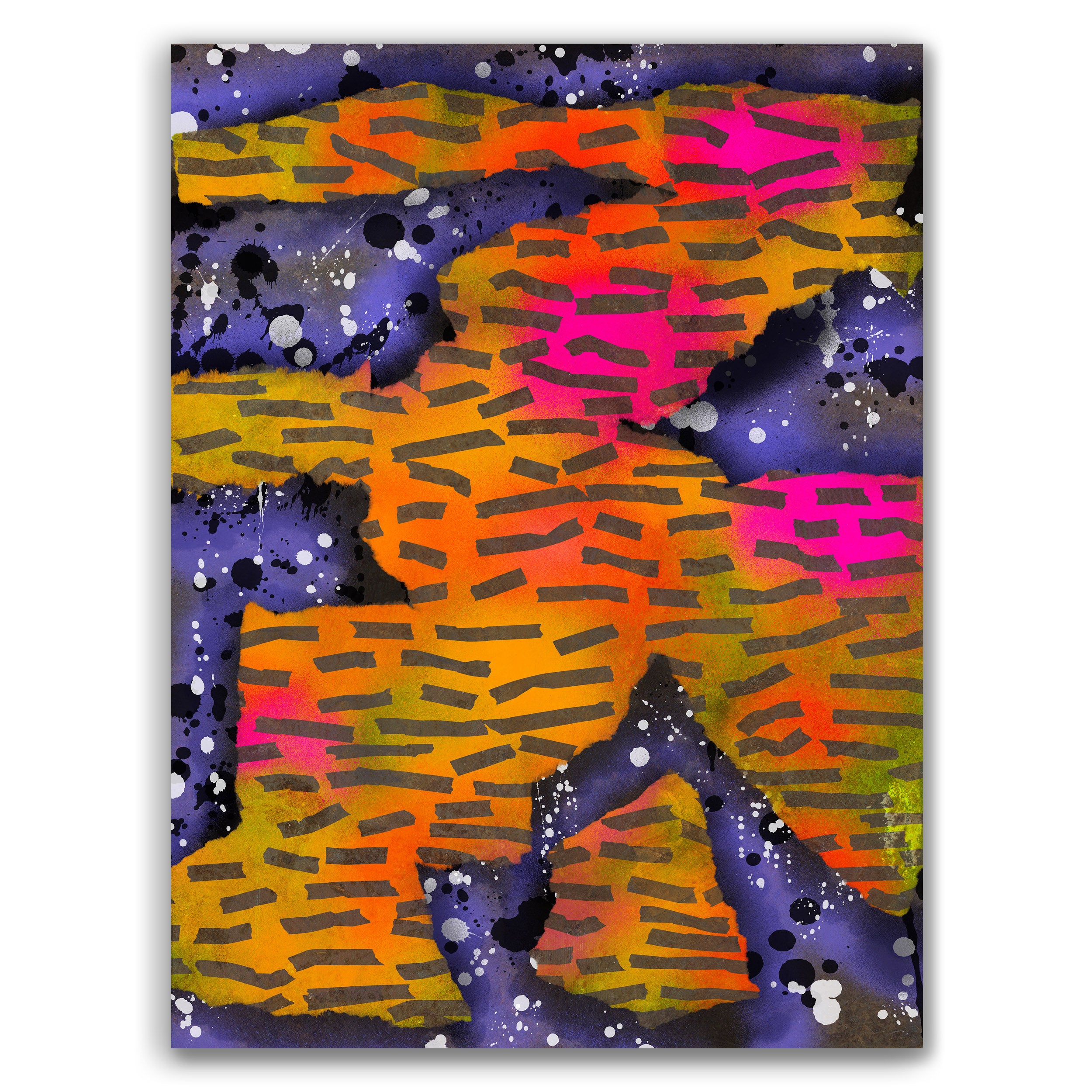 Broken Beat 10 abstract wall art print with layered colour, fragmented forms and gestural marks