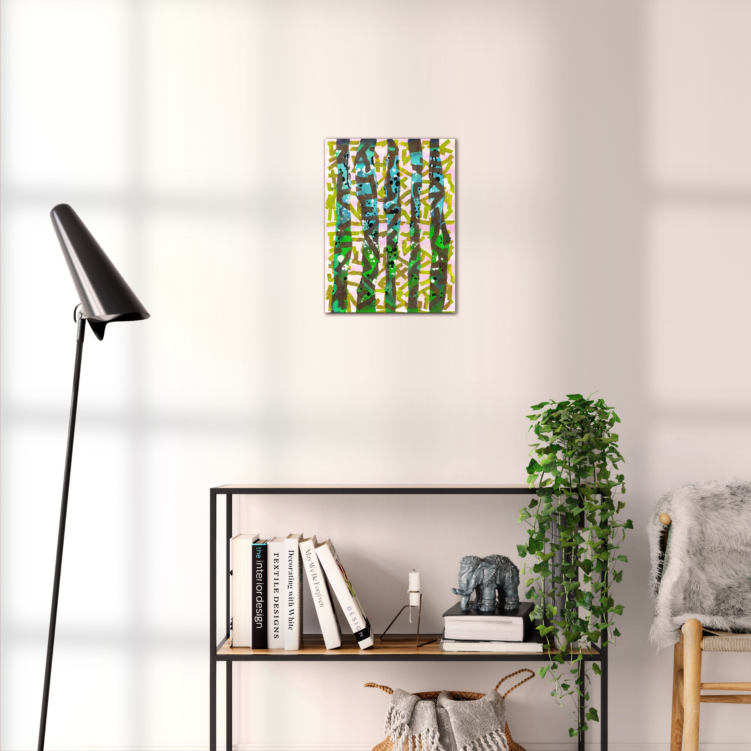 Broken Beat 11 abstract wall art print shown to scale at 30 x 40 cm