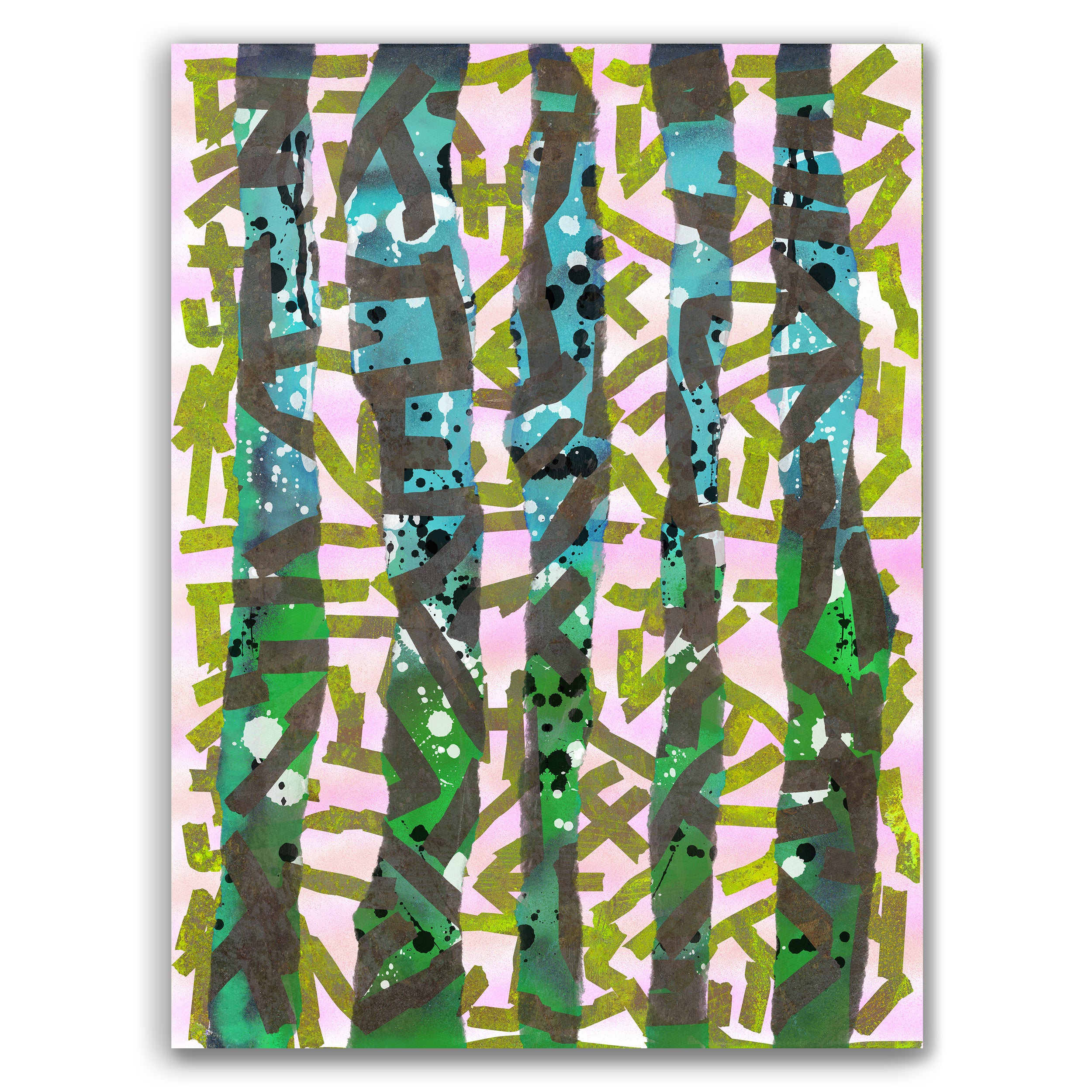 Broken Beat 11 abstract wall art print with layered colour, fragmented forms and gestural marks