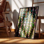 Broken Beat 11 colourful contemporary abstract print shown in a modern room setting