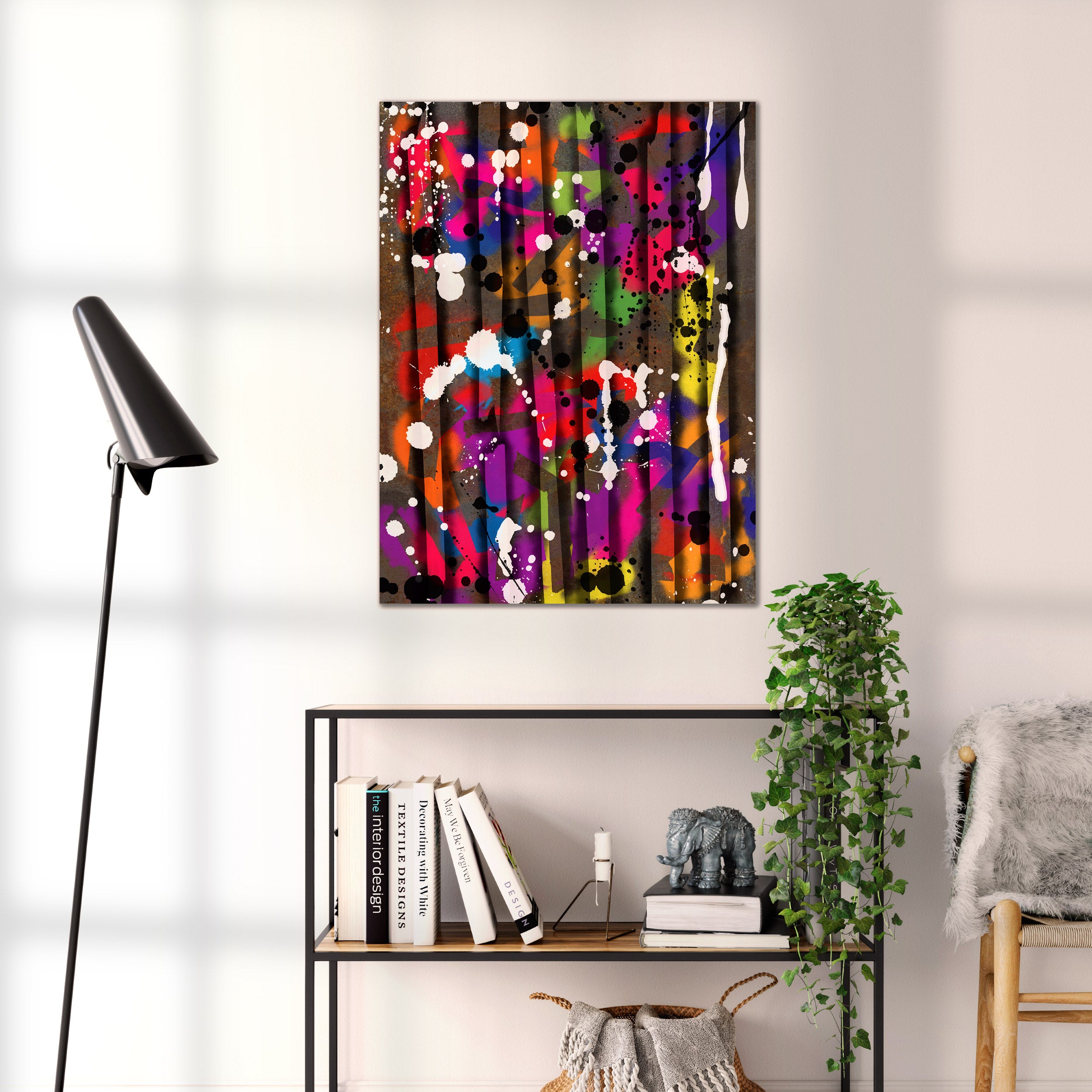 Broken Beat 12 abstract wall art print shown to scale at 60 x 80 cm