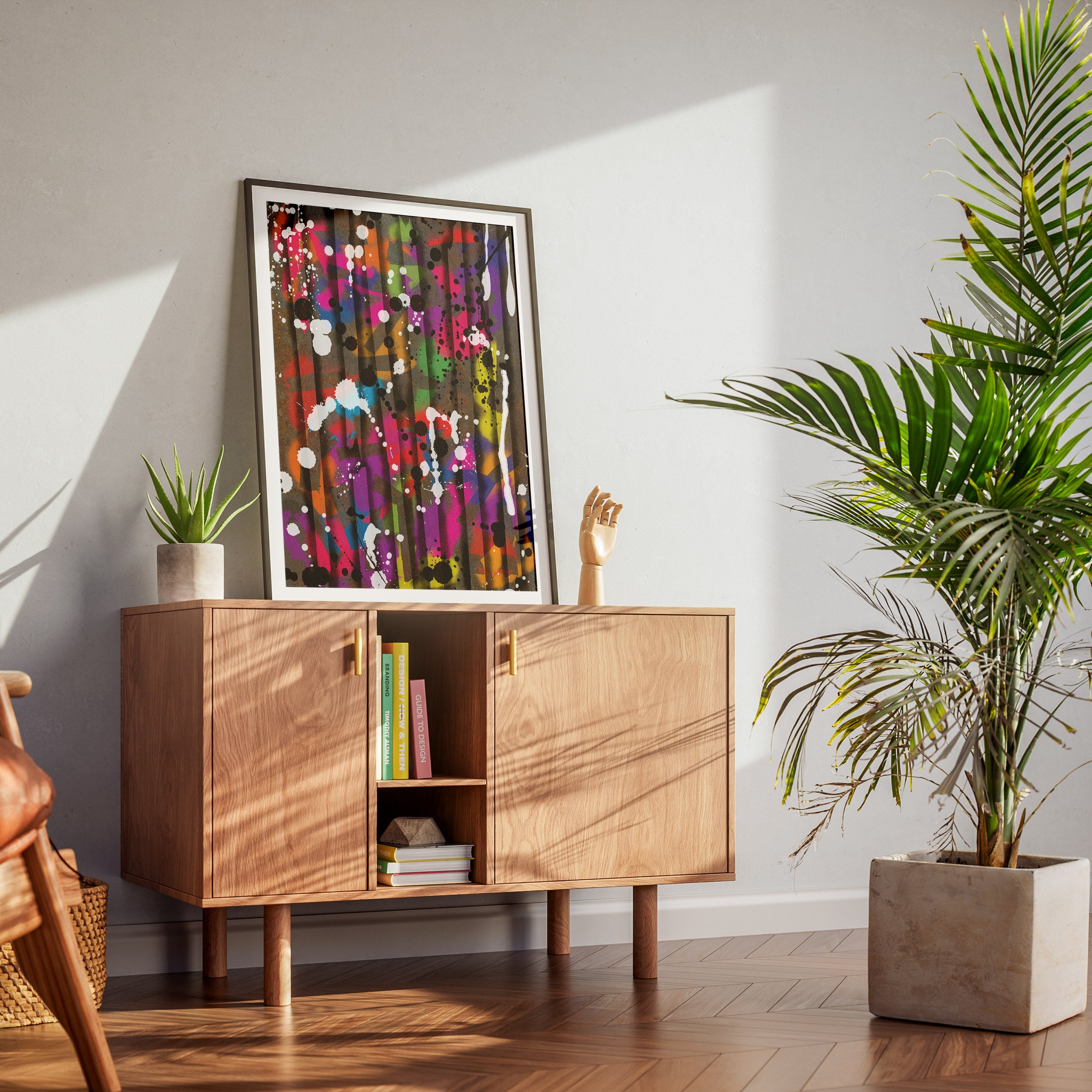 Broken Beat 12 abstract wall art print styled in a modern interior