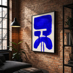 Composition in Ink 20 in blue ink displayed in a modern interior, room mockup view one – abstract giclée wall art, 45×60 cm, portrait format, Open Wall Studio