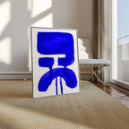 Composition in Ink 20 in blue ink displayed in a modern interior, room mockup view two – abstract giclée wall art, 45×60 cm, portrait format, Open Wall Studio