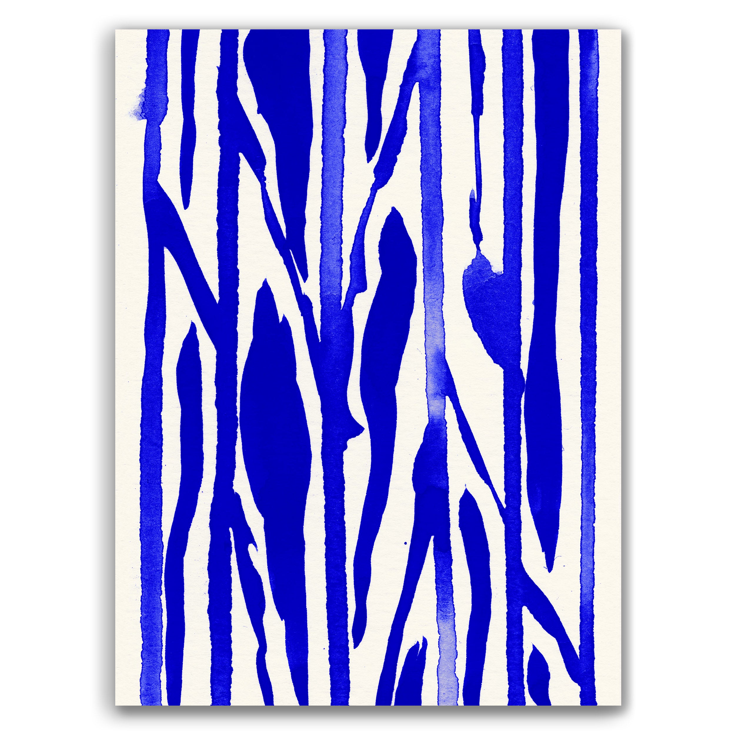 Composition in Ink 22 – pure abstract giclée art print in blue ink, contemporary minimalist wall art, portrait format, 30×40 cm, Open Wall Studio Studies in Ink collection