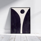 Composition in Ink 08 framed art print in black ink – contemporary abstract giclée print shown in frame, portrait format, 30×40 cm, no scale reference, Open Wall Studio
