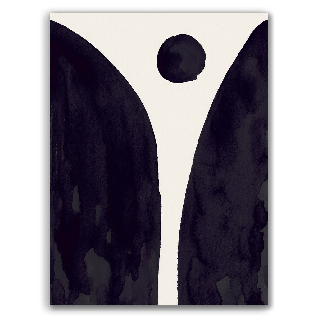 Composition in Ink 08 – pure abstract giclée art print in black ink, contemporary minimalist wall art, portrait format, 45×60 cm, Open Wall Studio Studies in Ink collection