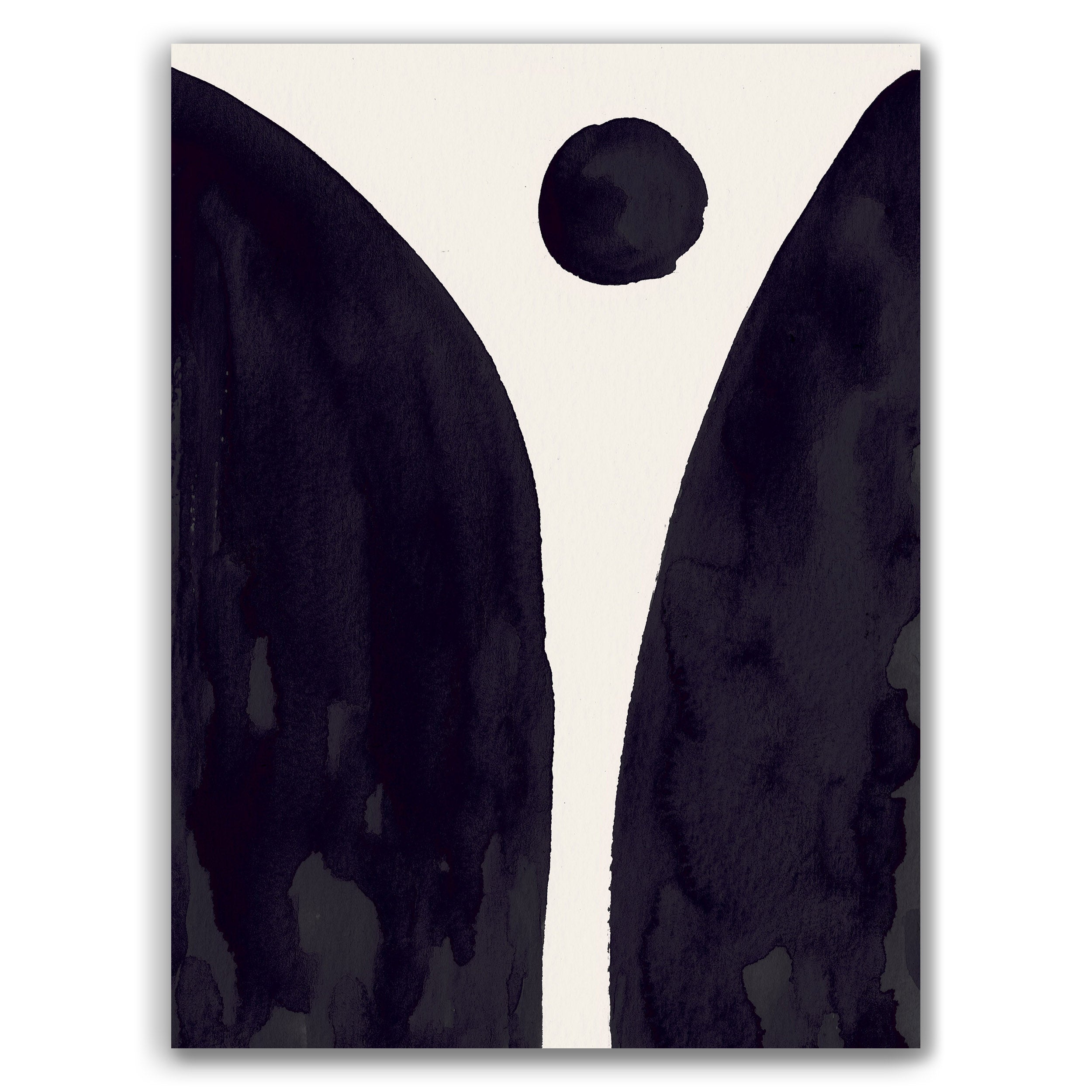 Composition in Ink 08 – pure abstract giclée art print in black ink, contemporary minimalist wall art, portrait format, Open Wall Studio Studies in Ink collection