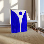 Composition in Ink 08 in blue ink displayed in a modern interior, room mockup view two – abstract giclée wall art, 60×80 cm, portrait format, Open Wall Studio