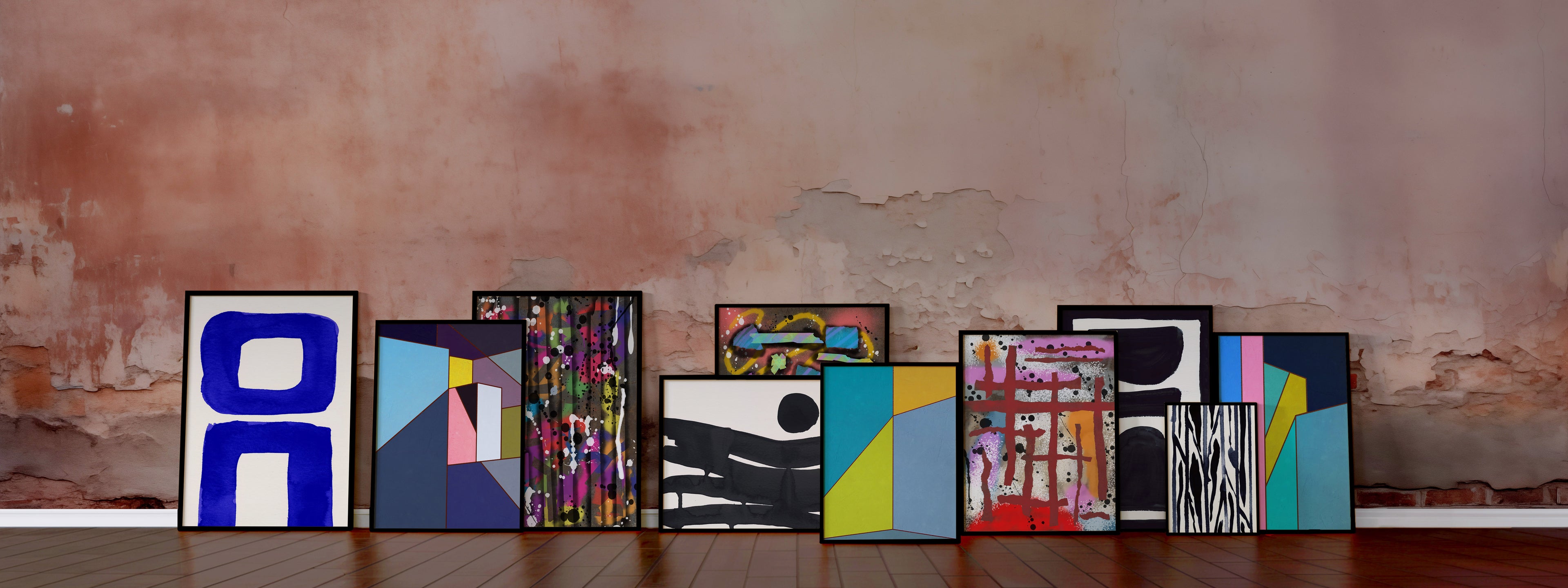 Contemporary abstract wall art and museum-quality giclée prints by Open Wall Studio displayed in a curated modern interior setting.
