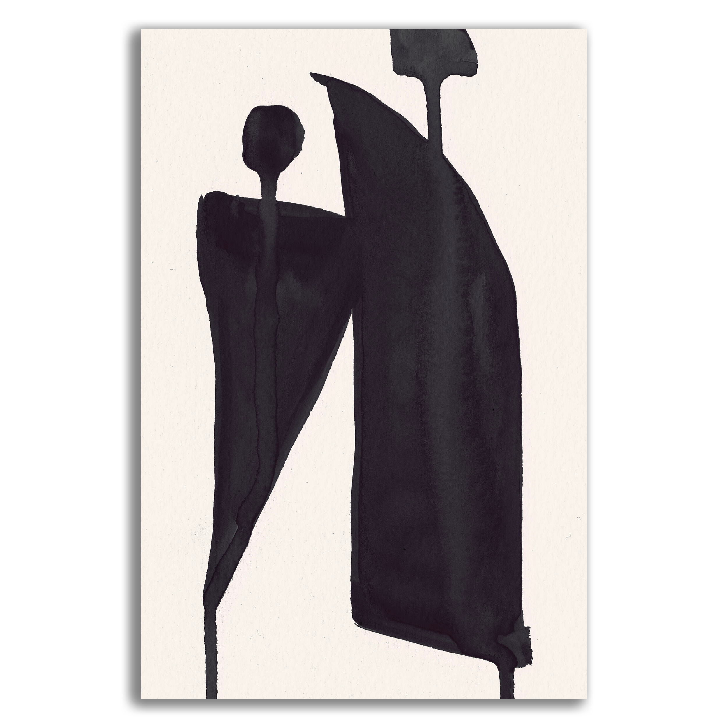 Ink Composition 05 black vertical abstract wall art print on fine art paper