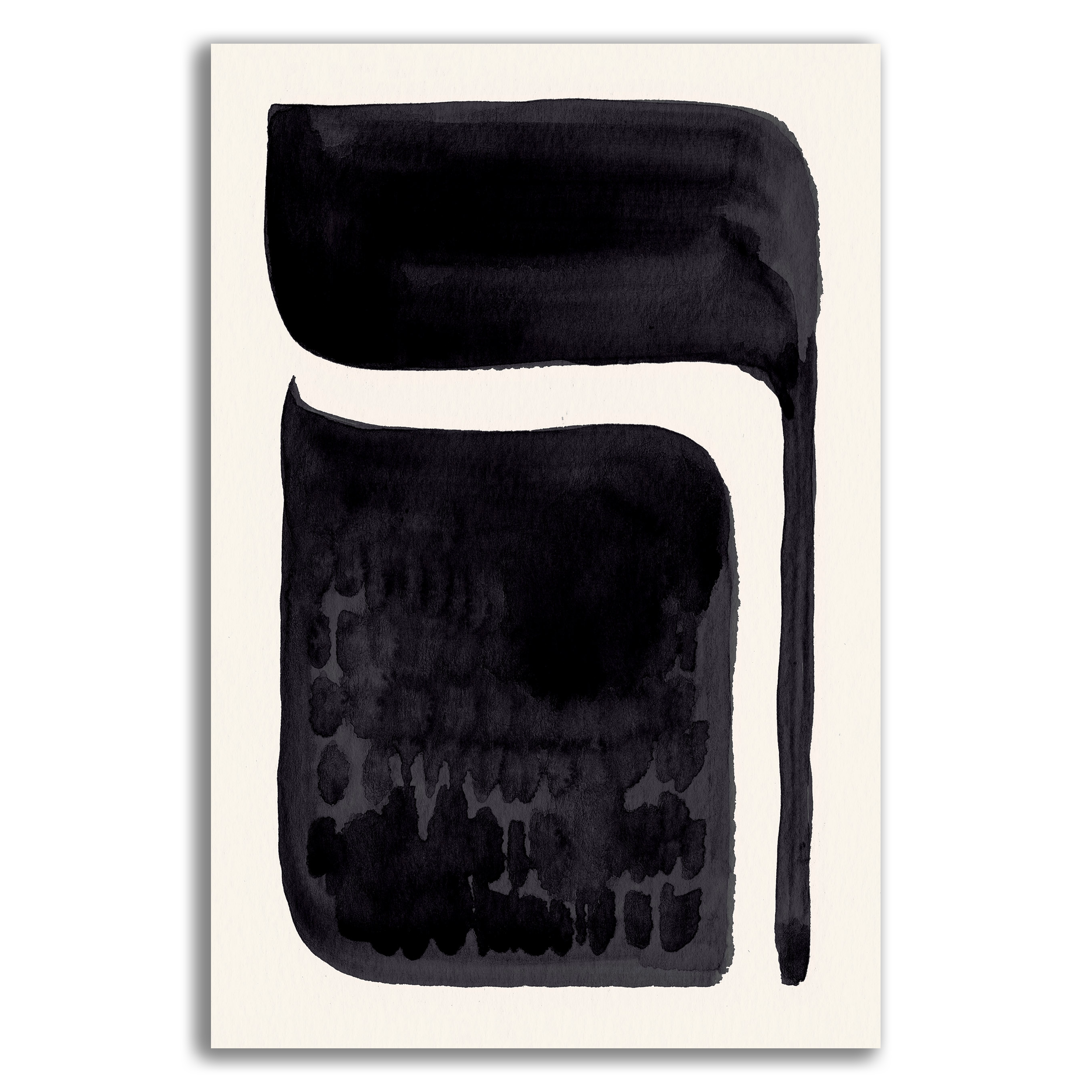 Ink Composition 06 black vertical abstract wall art print on fine art paper