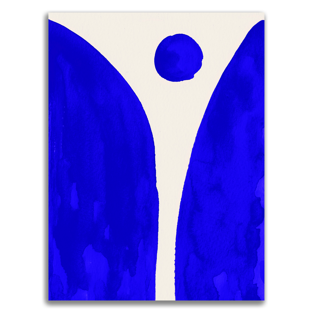 Ink Composition 08 Blue vertical abstract wall art print on fine art paper