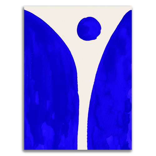 Ink Composition 08 Blue vertical abstract wall art print on fine art paper