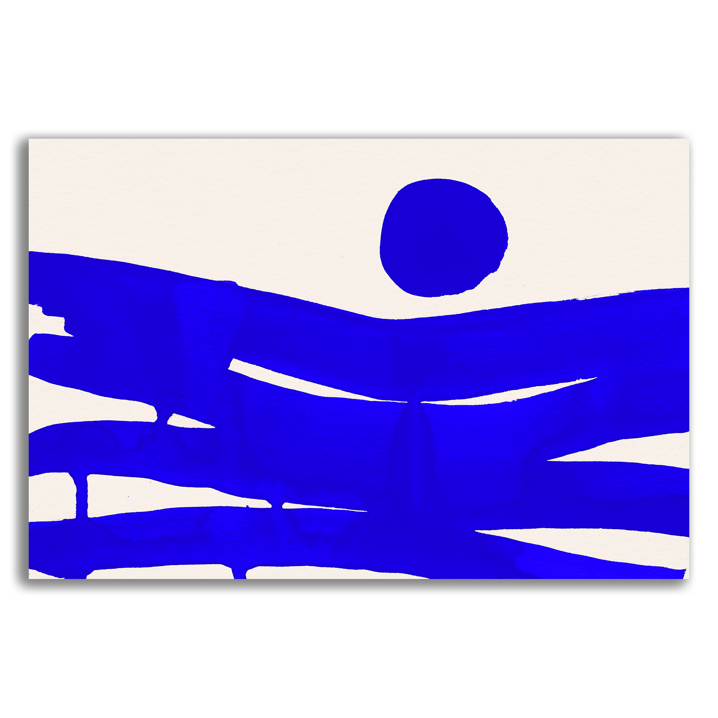 Ink Composition 10 blue horizontal abstract wall art print on fine art paper