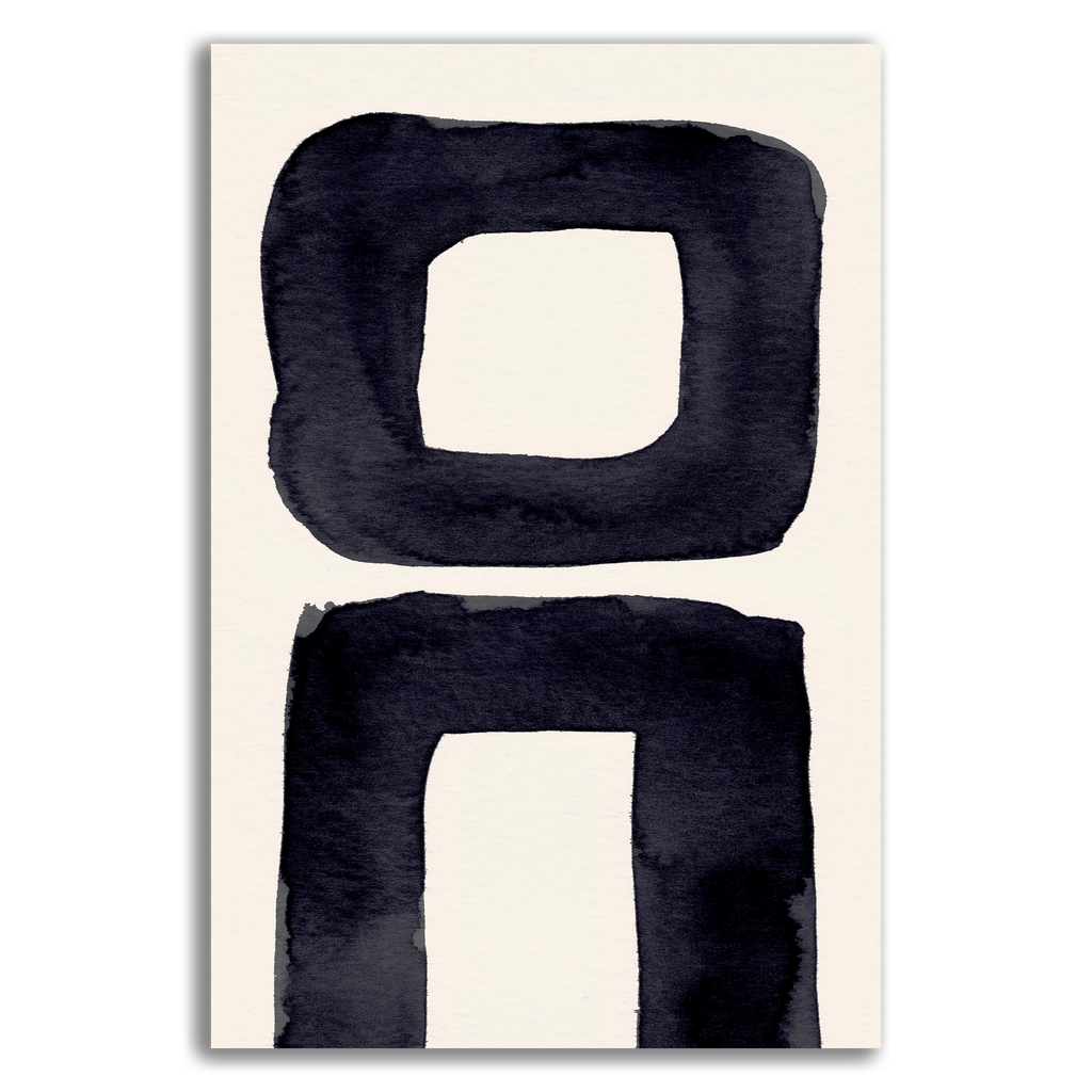 Ink Composition 21 black vertical abstract wall art print on fine art paper