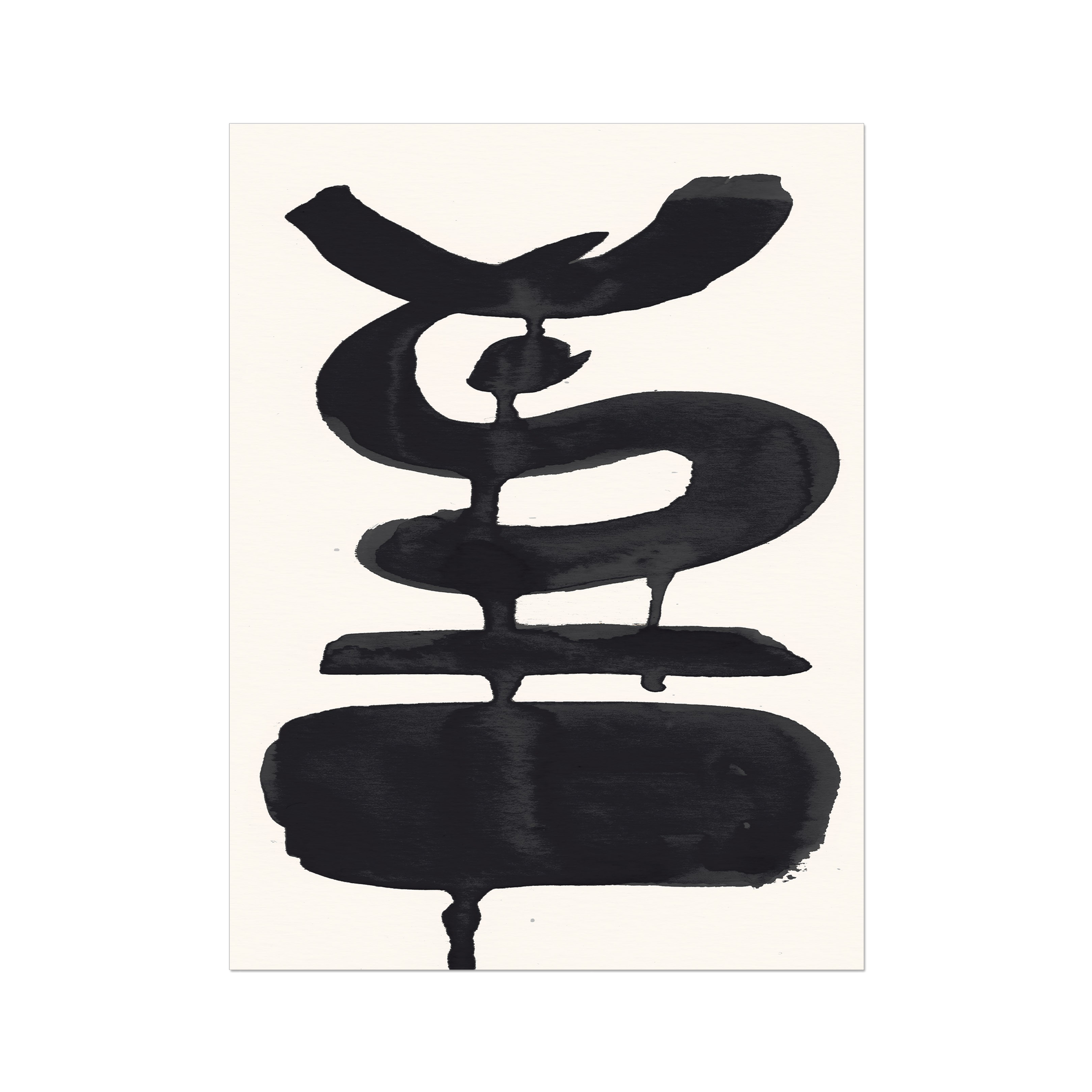 Ink Composition 19 black abstract wall art print vertical fine art giclée