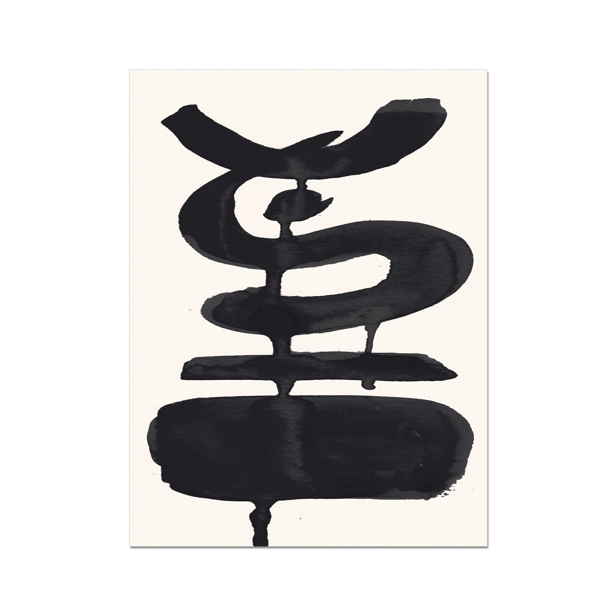 Ink Composition 19 black abstract wall art print vertical fine art giclée