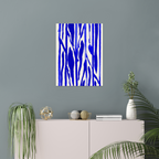 Vertical abstract wall art print displayed in minimalist living room interior