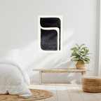 Contemporary abstract minimalist wall art print in modern bedroom