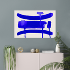 Horizontal abstract wall art print displayed in minimalist living room interior