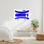 Contemporary abstract minimalist wall art print in modern bedroom