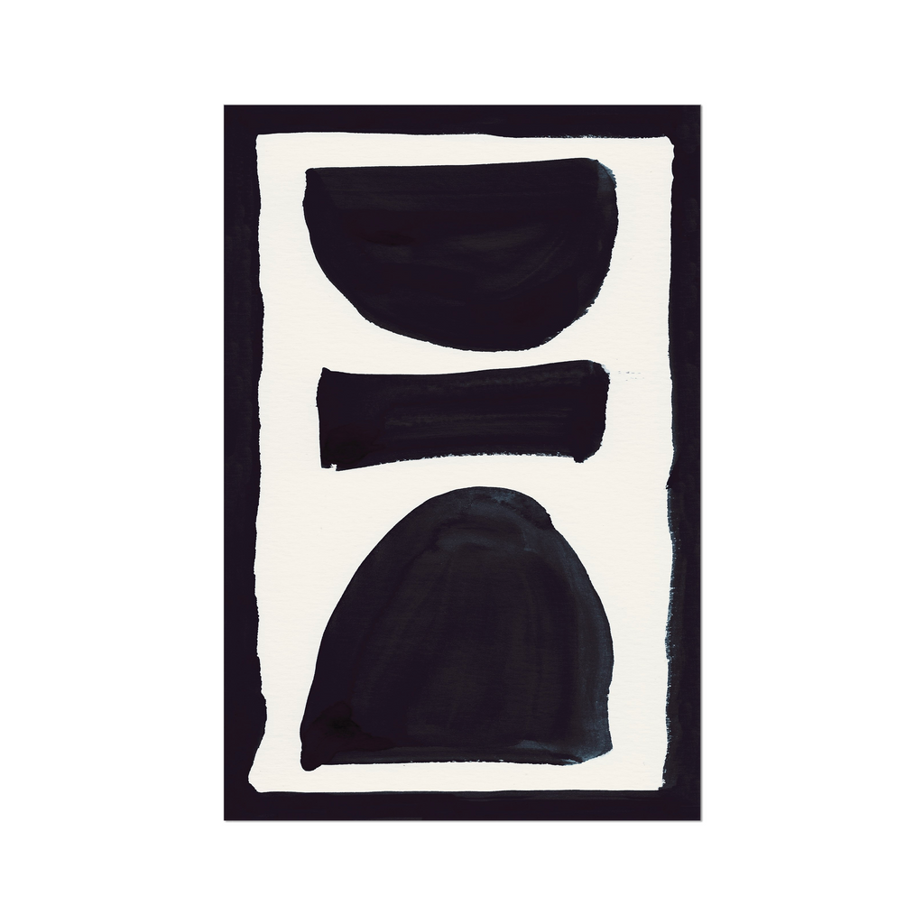Ink Composition 17 black abstract wall art print vertical fine art giclée