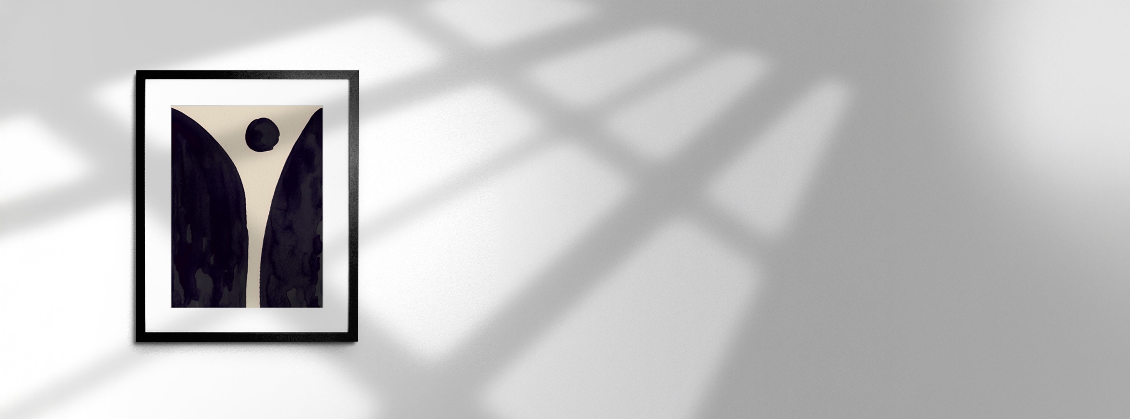 Abstract ink composition in black on textured neutral background – Open Wall Studio.